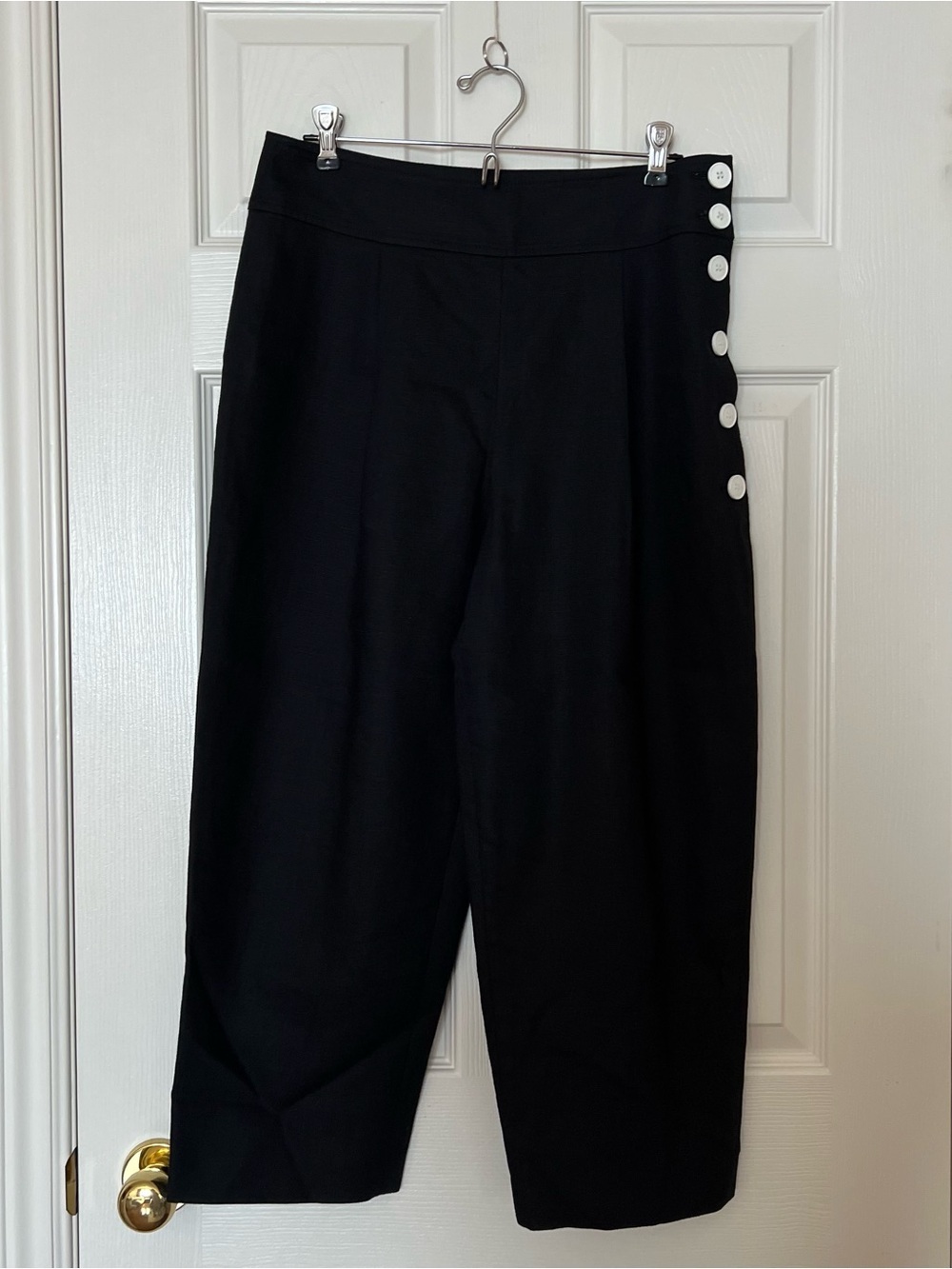 Club Monaco Black Linen Culottes Straight Leg Capri Pants - Sz 6 - Picture 2 of 12